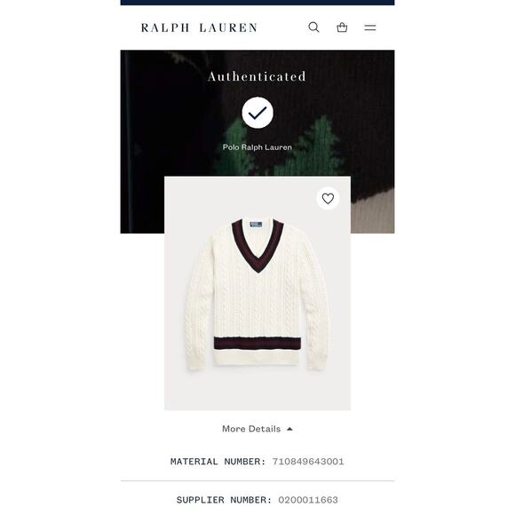 Polo Ralph Lauren P Wing Cable Knit Wool V-Neck Varsity Sweater Men's Size M NWT - Picture 2 of 6